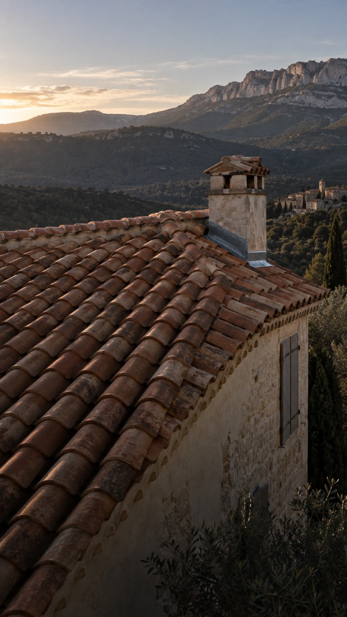 Toiture en tuile canal rénovée et terminée, Haute-Provence
